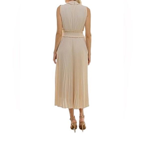 Nanette Nanette Lepore Women's Smocked High Neck Pleated Maxi Dress Size 8 - Picture 5 of 11